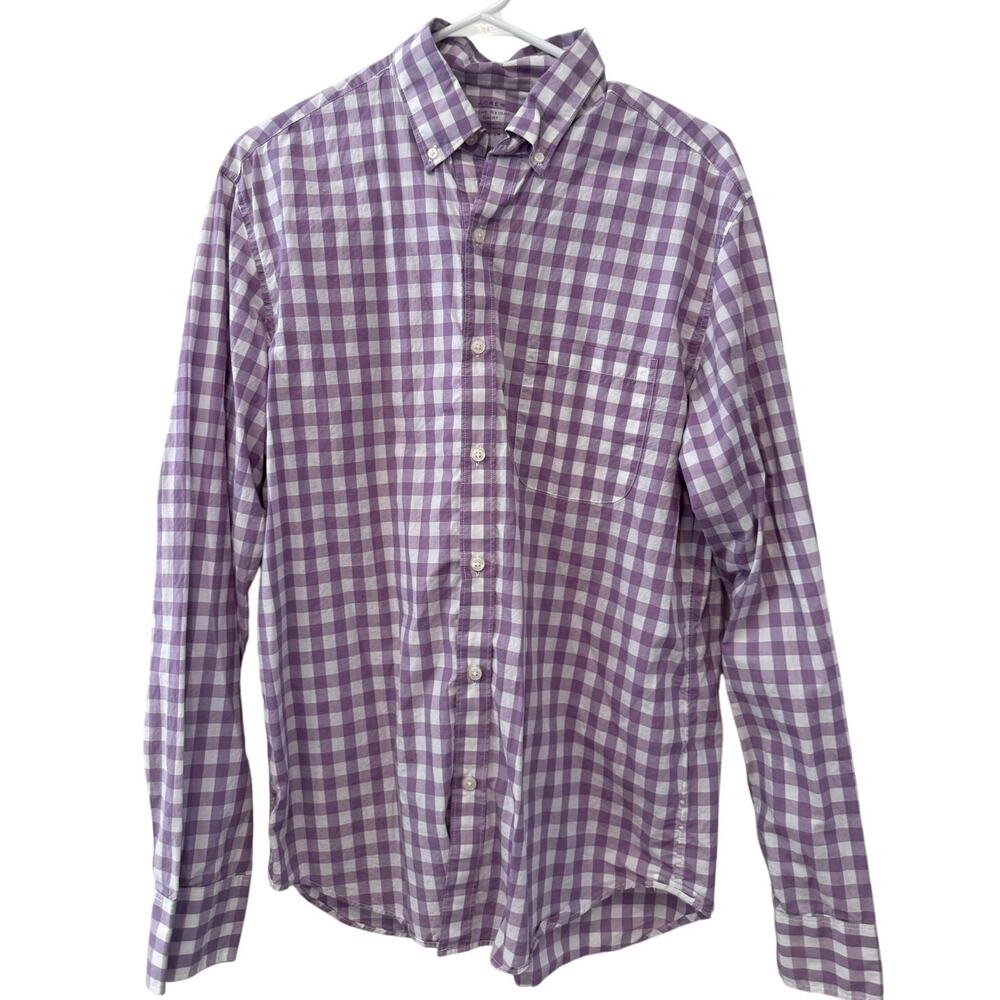 J Crew Button Down Shirt Lilac White Picnic Check M